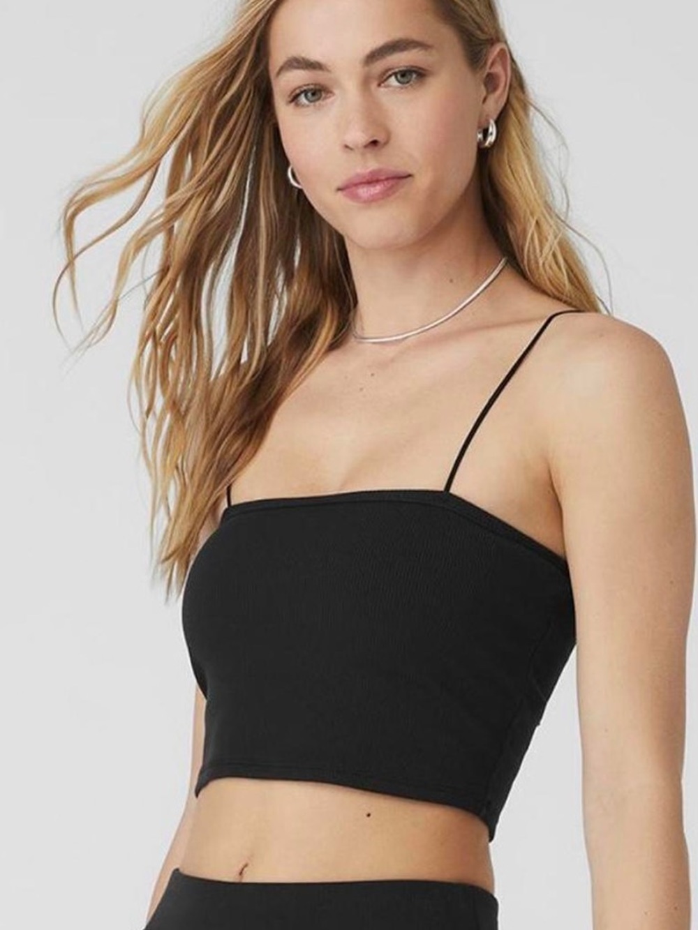 Alo Yoga Goddess Ribbed Bandeau Top Black Size Medium